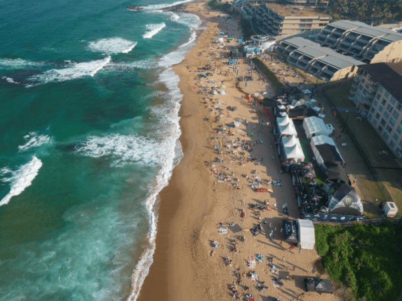 An aerial view of the Ballito Pro Presented by O Neill
