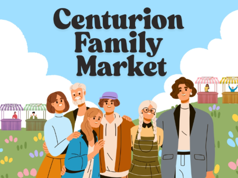 An animated image of a family at a market day