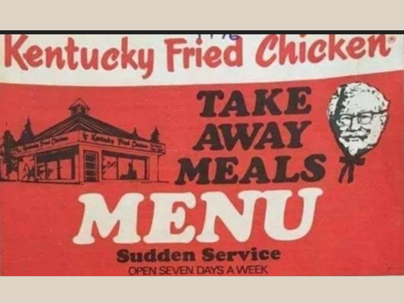 An old menu from KFC in South Africa