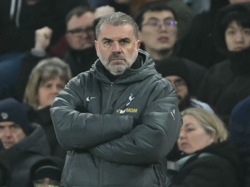 Tottenham Hotspur's Greek-Australian Head Coach Ange Postecoglou looks on during the English FA Cup fourth round football match between Aston Villa and Tottenham Hotspur