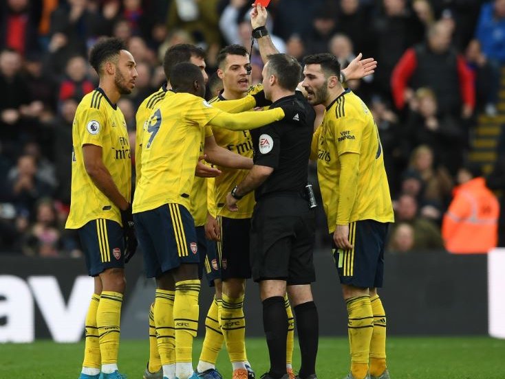 Arsenal Aubemayang Red Card