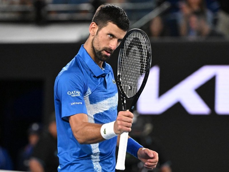 Novak Djokovic celebrates at 2025 Australian Open