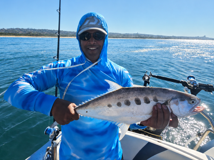 Bailey Hart with a queenfish caught off Umhlanga
