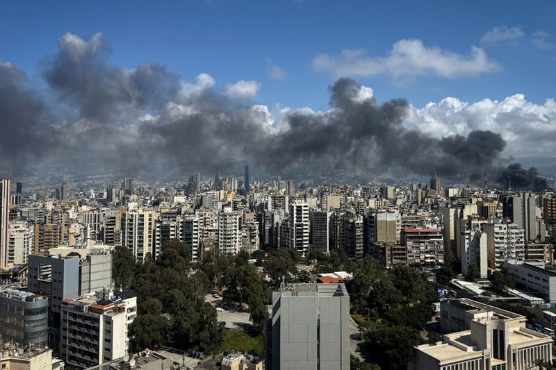 Smoke rises from site of Israeli strike that targeted an area in Beirut Lebanon