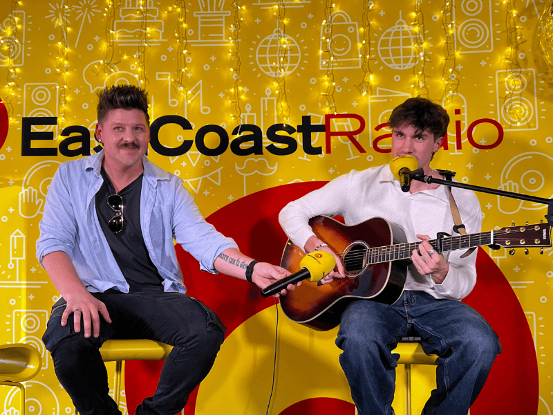 Ben Rodrigues performing live at East Coast Radio sitting next to Danny Guselli