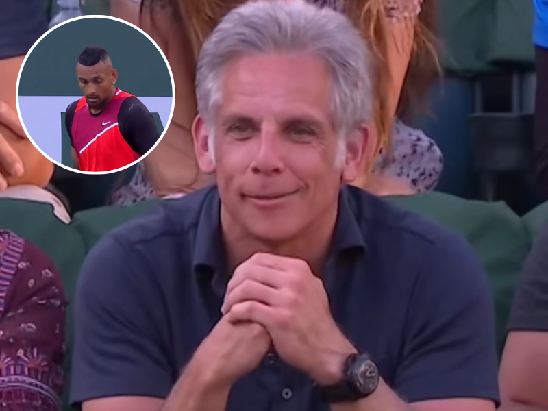 Ben Stiller at a tennis game where Nick Kyrgios was playing