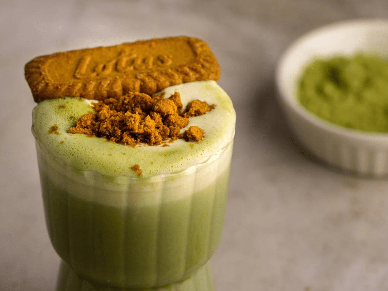 Iced Biscoff Matcha Latte