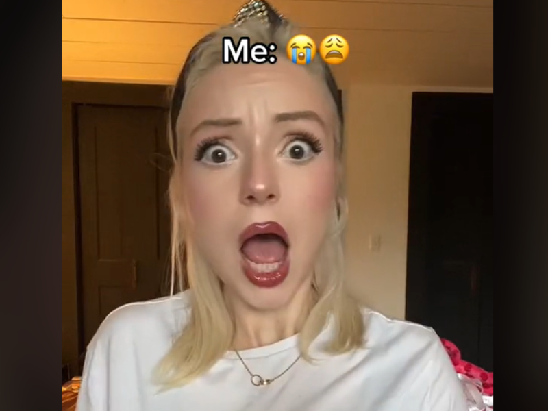 Blonde woman with a shocked facial expression