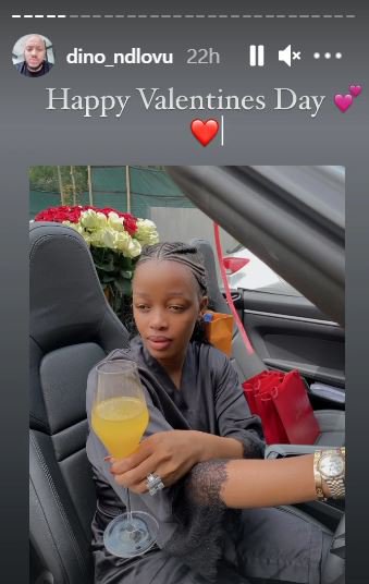 Dino Ndlovu's wife in a Porsche