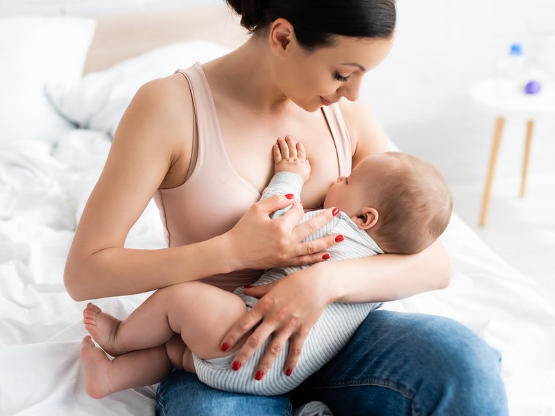 Breastfeeding mom with baby