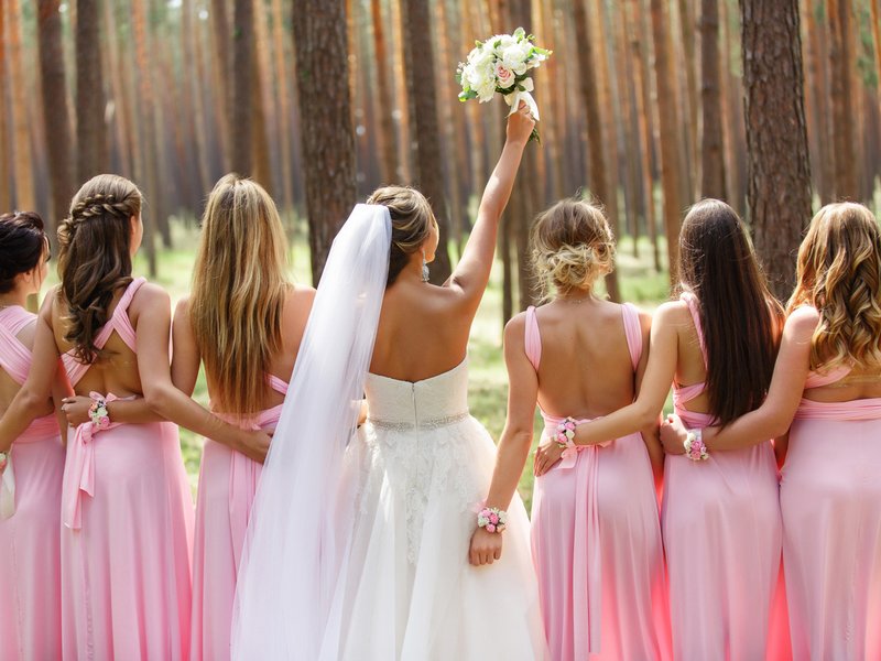 Bride and her bridesmaids