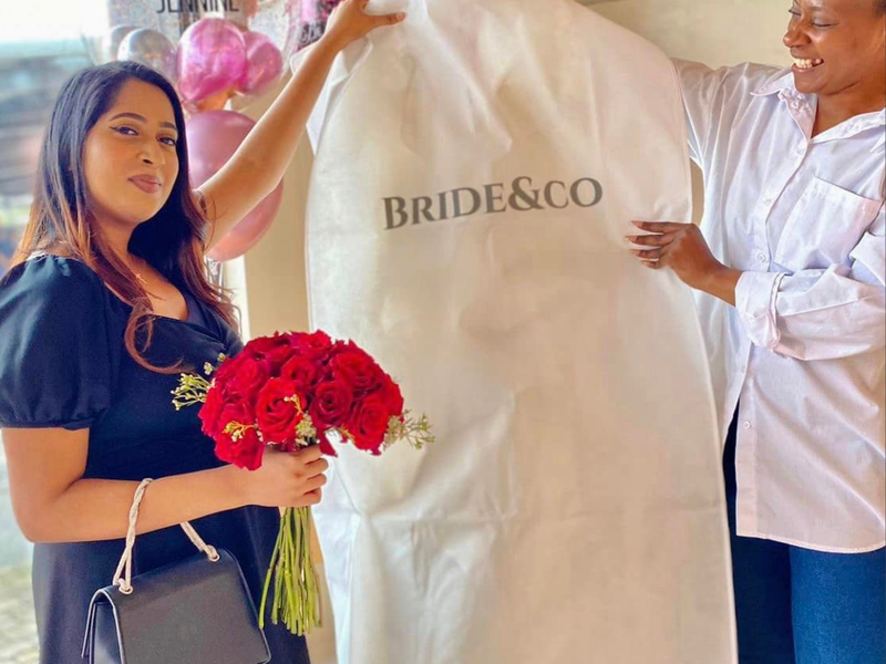 Jennine Naidoo, from Shallcross, has a new dress from Bride and Co at The Crescent, Verona thanks to Carol Ofori.