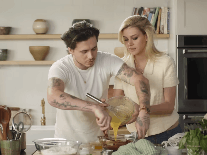 Brooklyn Beckham and Nicola Peltz making lava cake
