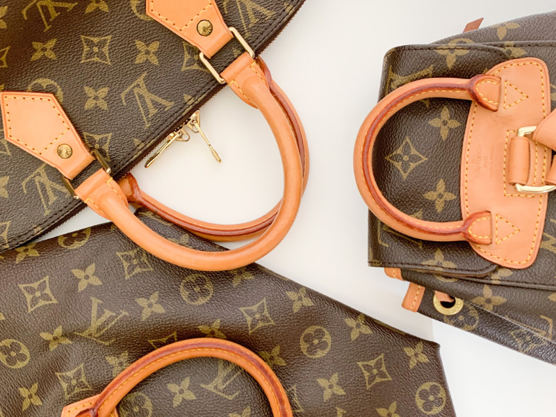 Brown Louis Vuitton monogram leather handbags