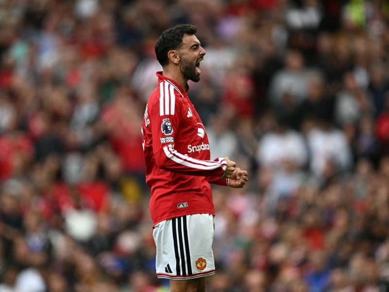 Manchester United midfielder Bruno Fernandes scores hat-trick at Old Trafford