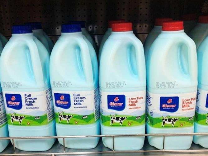 Clover blue milk bottles