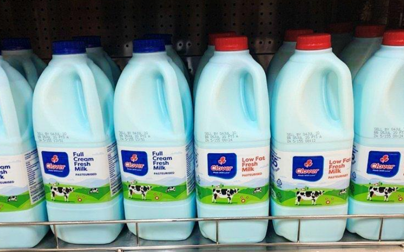 Clover blue milk bottles