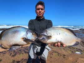 Cameron Nelson with two healthy Bream caught in the mid-south coast