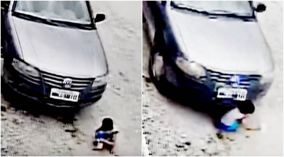 WATCH: Child's miraculous escape after being run over by car
