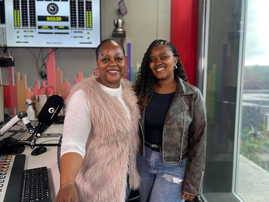 Carol Ofori and Zimkhitha Xwamashu at the East Coast Radio studio