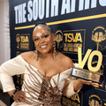 Carol Ofori holding her award at the South African Voice Over Awards