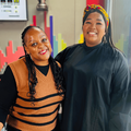 Carol Ofori poses with Makhosi Msimango at the East Coast Radio studios