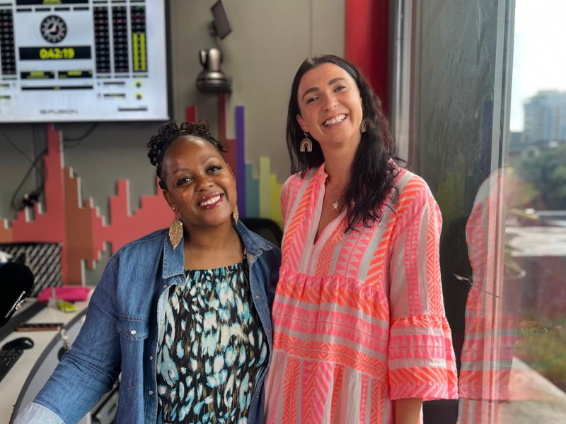 Carol Ofori poses with wellness counsellor Kayla Beechey at the ECR studios