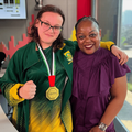 Carol Ofori posing with Abigail Deneys at the East Coast Radio studios