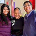 Carol Ofori with Kevin Moodley and his daughter in studio