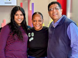 Carol Ofori with Kevin Moodley and his daughter in studio