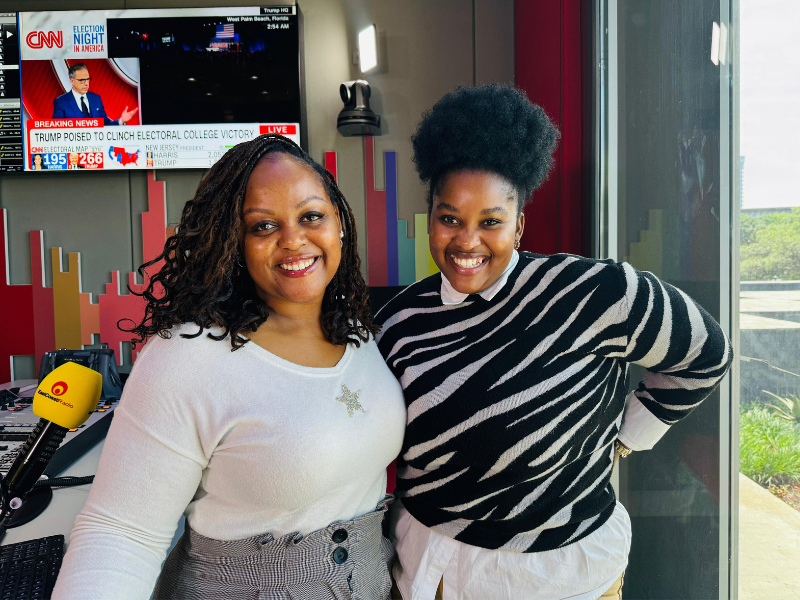 Carol Ofori with Vumile Magasela at the ECR studios