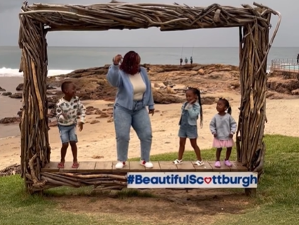 Carol Ofori with her kids and niece