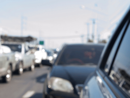Cars stationary in a traffic jam