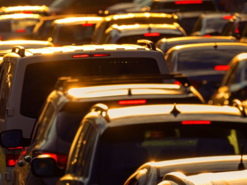 Cars stuck in traffic