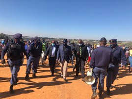 Police minister Bheki Cele in Zandspruit 22 May 2021