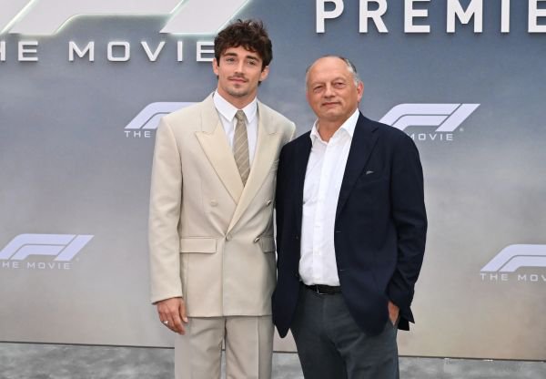 Monacan race car driver Charles Leclerc and Principal of the Scuderia Ferrari Frederic Vasseur