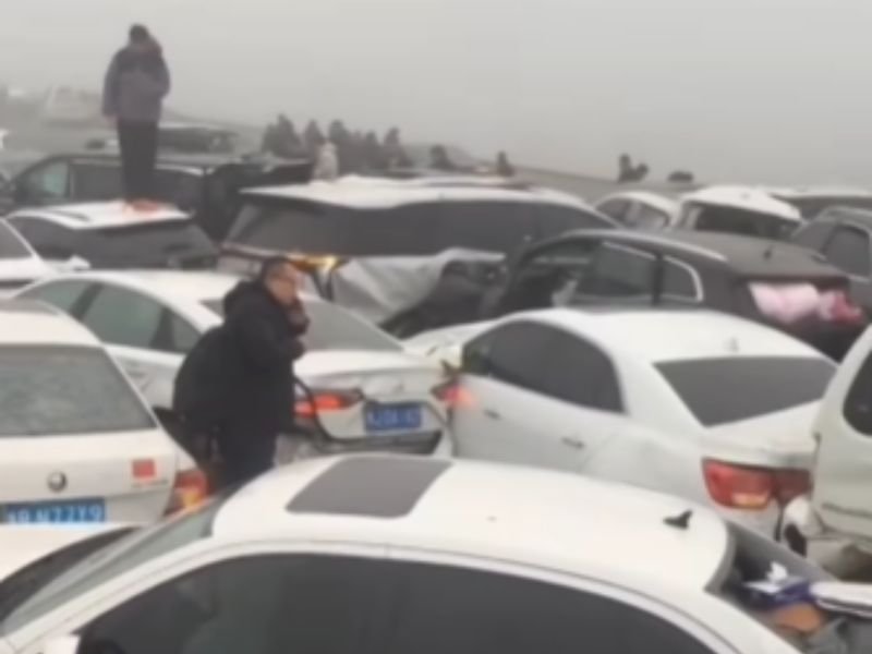 Chinese car pile up