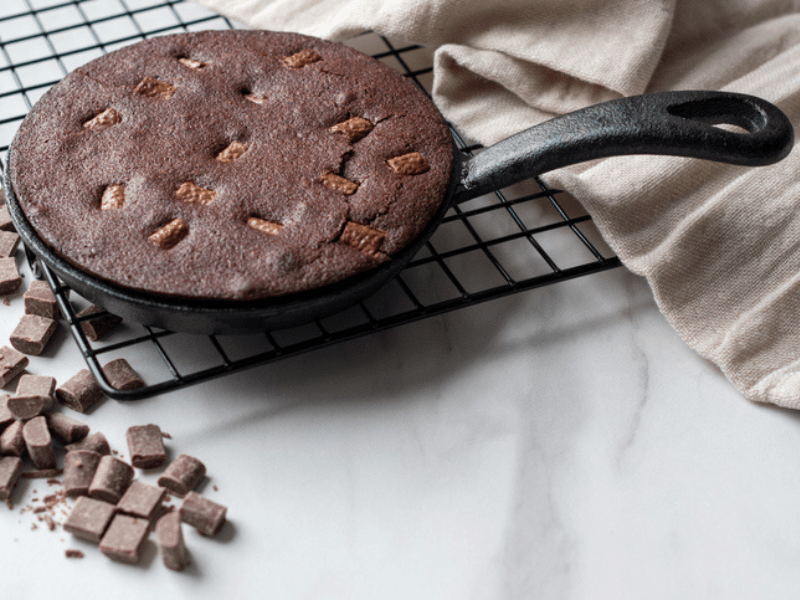 Cake in a frying pan skillet