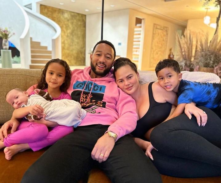 Chrissy Teigen with John Legend and kids