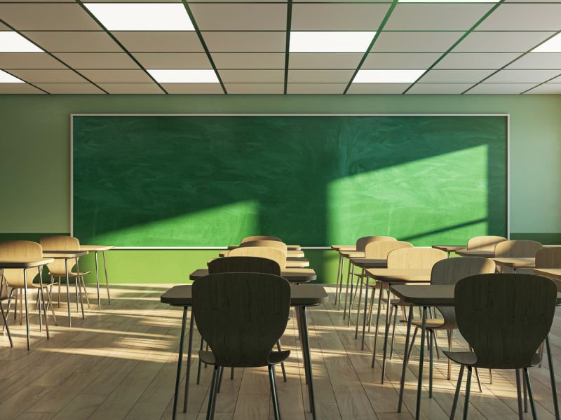 Classroom with greenboard