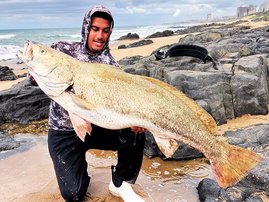 Clayton Hugo kicking off the season in fine form with a massive Kob caught off Amanzimtoti