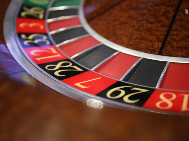 Close up shot of a roulette table