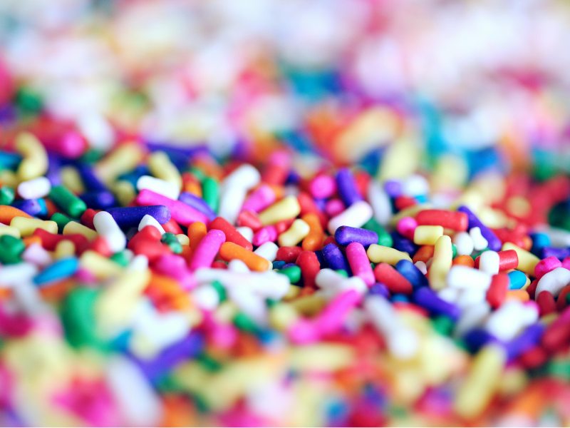 Colourful sprinkles that are used for baking