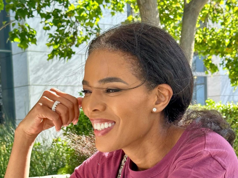 Connie Ferguson sitting outdoors