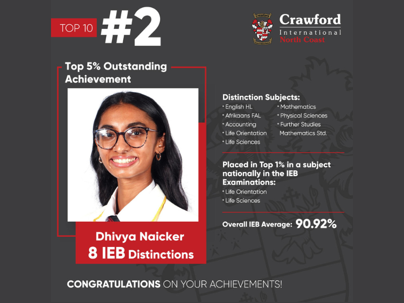 Crawford College North Coast student Dhivya Naicker