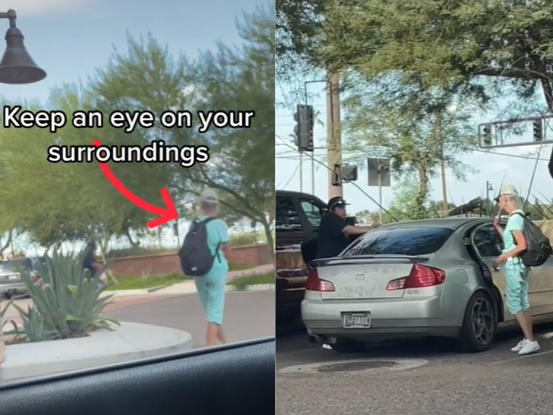 WATCH: A woman follows people to their cars and opens their car doors trying to get in with them...