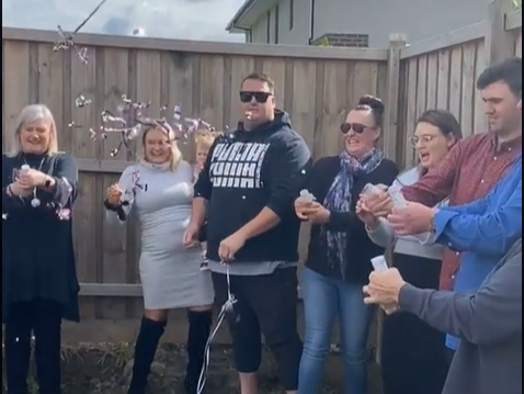 WATCH: Dad shows his true feelings at gender reveal party