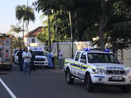 Police gather outside Musgrave home following explosion