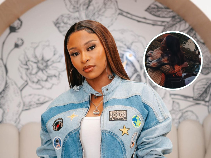 DJ ZInhle wearing a denim jacket
