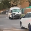 Damaged taxi ploughs through Pretoria road crashing into car